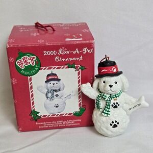 Pet Holiday Luv-A-Pet 2000 Snow Puppy Dog Christmas Ornament‎ & Box Vintage Y2K
